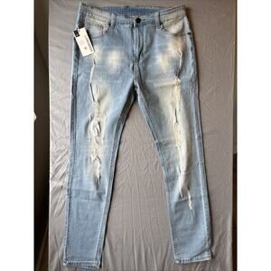 New With Tags - Longbida - Woman’s Light Blue Distressed Jeans - Size 36